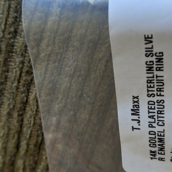 925 Ring size 8 gold plated sterling, enamel Limes - Picture 3 of 6